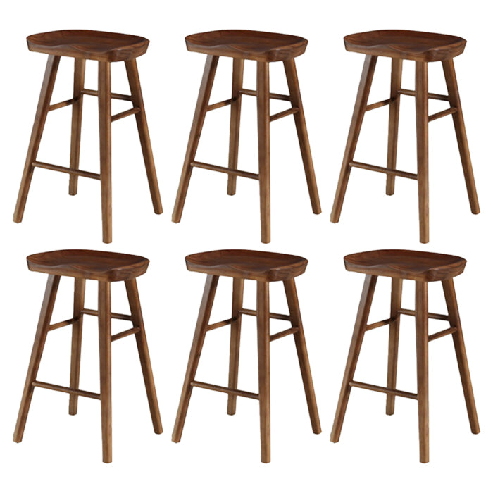 Restaurant Simple Wood Barstool Wood 4 Legs Bar Stool with Pedal Walnut 6 Piece Set Counter Stool(26"H) Clearhalo 'Bar Furniture' 'Bar Stools' 'bar_stools' 'furn' 'furn_bar_stools' 'Furniture' 'Kitchen & Dining Furniture' 5130716