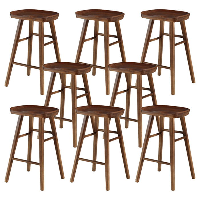Restaurant Simple Wood Barstool Wood 4 Legs Bar Stool with Pedal Walnut 8 Piece Set Counter Stool(26"H) Clearhalo 'Bar Furniture' 'Bar Stools' 'bar_stools' 'furn' 'furn_bar_stools' 'Furniture' 'Kitchen & Dining Furniture' 5130717