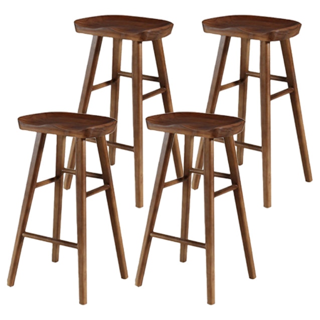 Restaurant Simple Wood Barstool Wood 4 Legs Bar Stool with Pedal Walnut 4 Piece Set Bar Stool(30"H) Clearhalo 'Bar Furniture' 'Bar Stools' 'bar_stools' 'furn' 'furn_bar_stools' 'Furniture' 'Kitchen & Dining Furniture' 5130719