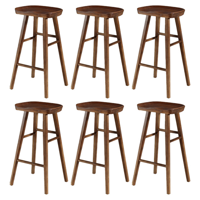 Restaurant Simple Wood Barstool Wood 4 Legs Bar Stool with Pedal Walnut 6 Piece Set Bar Stool(30"H) Clearhalo 'Bar Furniture' 'Bar Stools' 'bar_stools' 'furn' 'furn_bar_stools' 'Furniture' 'Kitchen & Dining Furniture' 5130720