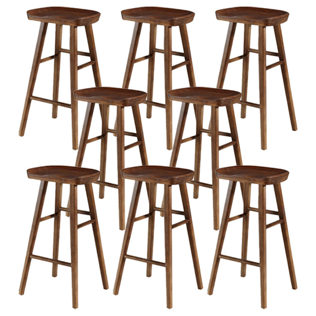 Restaurant Simple Wood Barstool Wood 4 Legs Bar Stool with Pedal Walnut 8 Piece Set Bar Stool(30"H) Clearhalo 'Bar Furniture' 'Bar Stools' 'bar_stools' 'furn' 'furn_bar_stools' 'Furniture' 'Kitchen & Dining Furniture' 5130721