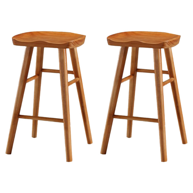 Restaurant Simple Wood Barstool Wood 4 Legs Bar Stool with Pedal Cherry Wood 2 Piece Set Short Stool(22"H) Clearhalo 'Bar Furniture' 'Bar Stools' 'bar_stools' 'furn' 'furn_bar_stools' 'Furniture' 'Kitchen & Dining Furniture' 5130722