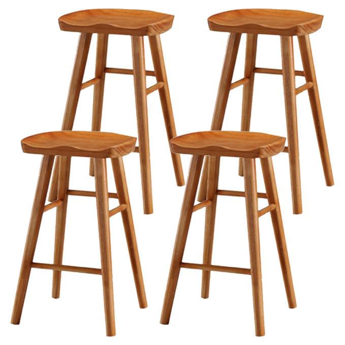 Restaurant Simple Wood Barstool Wood 4 Legs Bar Stool with Pedal Cherry Wood 4 Piece Set Short Stool(22"H) Clearhalo 'Bar Furniture' 'Bar Stools' 'bar_stools' 'furn' 'furn_bar_stools' 'Furniture' 'Kitchen & Dining Furniture' 5130723