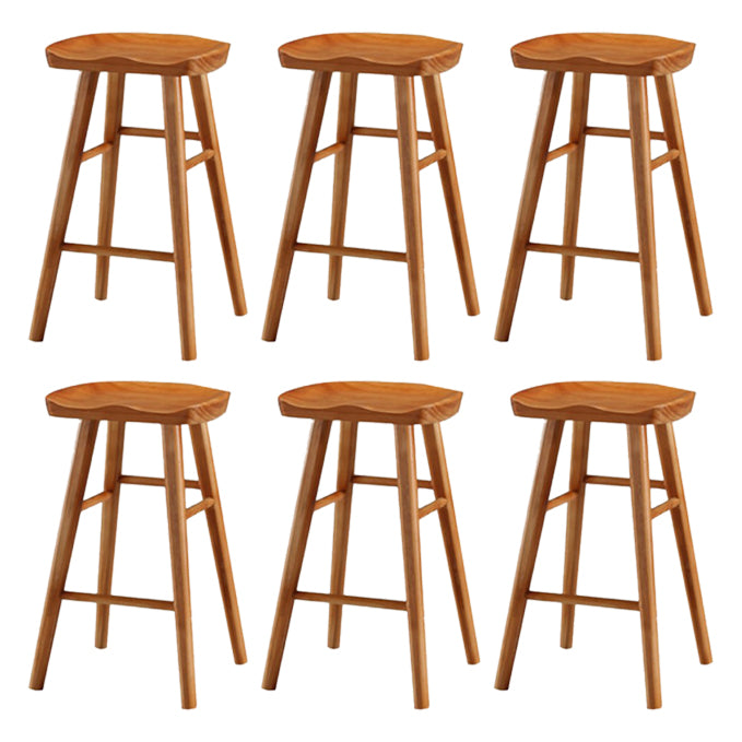 Restaurant Simple Wood Barstool Wood 4 Legs Bar Stool with Pedal Cherry Wood 6 Piece Set Short Stool(22"H) Clearhalo 'Bar Furniture' 'Bar Stools' 'bar_stools' 'furn' 'furn_bar_stools' 'Furniture' 'Kitchen & Dining Furniture' 5130724