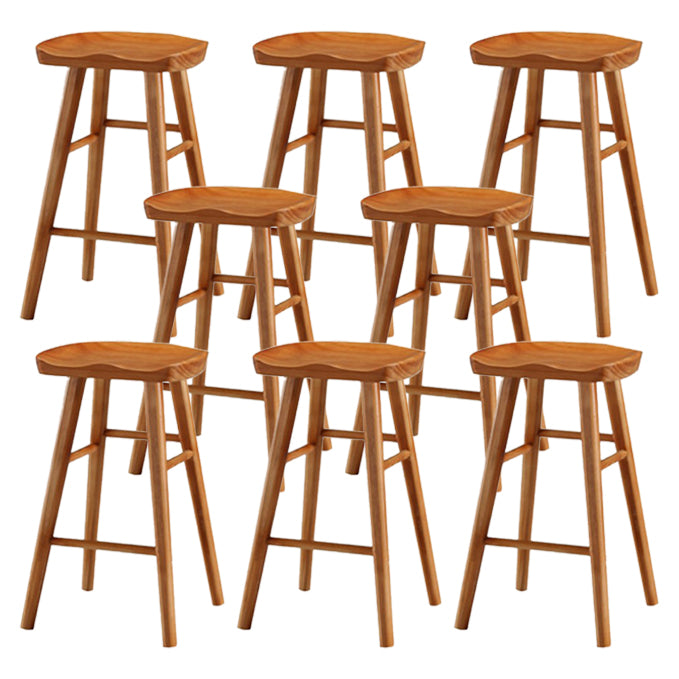 Restaurant Simple Wood Barstool Wood 4 Legs Bar Stool with Pedal Cherry Wood 8 Piece Set Short Stool(22"H) Clearhalo 'Bar Furniture' 'Bar Stools' 'bar_stools' 'furn' 'furn_bar_stools' 'Furniture' 'Kitchen & Dining Furniture' 5130725