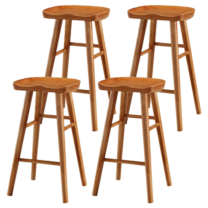 Restaurant Simple Wood Barstool Wood 4 Legs Bar Stool with Pedal Cherry Wood 4 Piece Set Counter Stool(26"H) Clearhalo 'Bar Furniture' 'Bar Stools' 'bar_stools' 'furn' 'furn_bar_stools' 'Furniture' 'Kitchen & Dining Furniture' 5130727