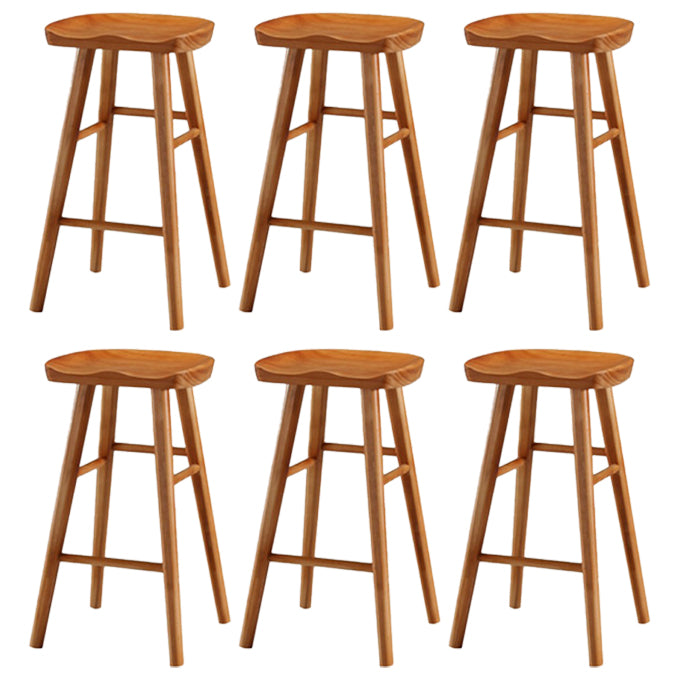 Restaurant Simple Wood Barstool Wood 4 Legs Bar Stool with Pedal Cherry Wood 6 Piece Set Counter Stool(26"H) Clearhalo 'Bar Furniture' 'Bar Stools' 'bar_stools' 'furn' 'furn_bar_stools' 'Furniture' 'Kitchen & Dining Furniture' 5130728