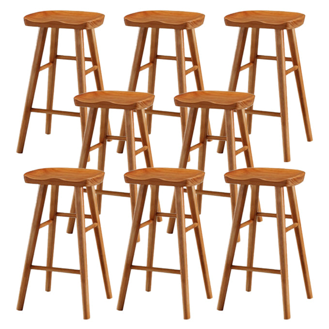 Restaurant Simple Wood Barstool Wood 4 Legs Bar Stool with Pedal Cherry Wood 8 Piece Set Counter Stool(26"H) Clearhalo 'Bar Furniture' 'Bar Stools' 'bar_stools' 'furn' 'furn_bar_stools' 'Furniture' 'Kitchen & Dining Furniture' 5130729