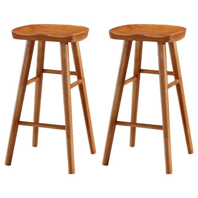 Restaurant Simple Wood Barstool Wood 4 Legs Bar Stool with Pedal Cherry Wood 2 Piece Set Bar Stool(30"H) Clearhalo 'Bar Furniture' 'Bar Stools' 'bar_stools' 'furn' 'furn_bar_stools' 'Furniture' 'Kitchen & Dining Furniture' 5130730