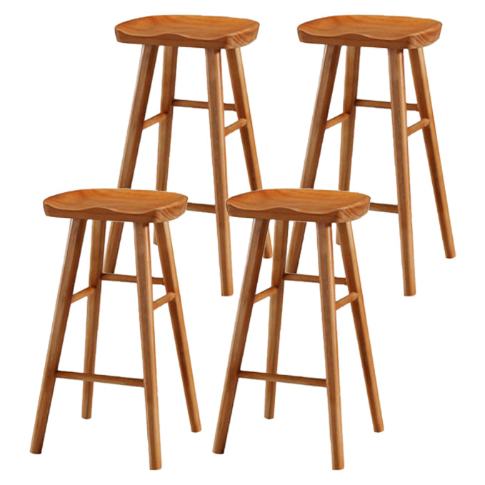 Restaurant Simple Wood Barstool Wood 4 Legs Bar Stool with Pedal Cherry Wood 4 Piece Set Bar Stool(30"H) Clearhalo 'Bar Furniture' 'Bar Stools' 'bar_stools' 'furn' 'furn_bar_stools' 'Furniture' 'Kitchen & Dining Furniture' 5130731