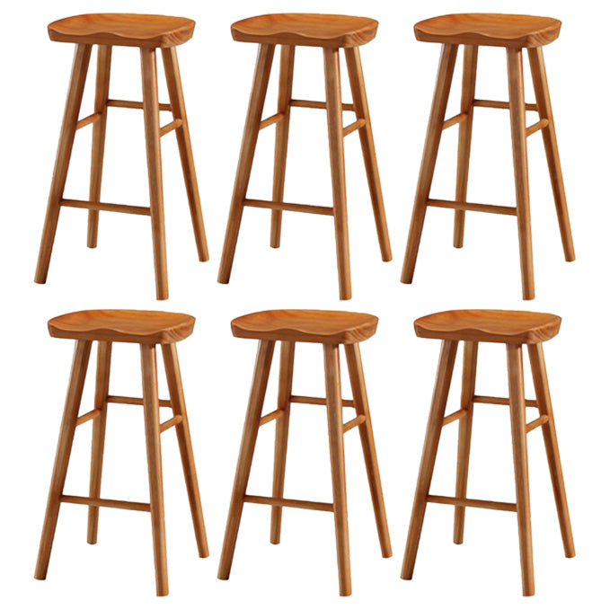 Restaurant Simple Wood Barstool Wood 4 Legs Bar Stool with Pedal Cherry Wood 6 Piece Set Bar Stool(30"H) Clearhalo 'Bar Furniture' 'Bar Stools' 'bar_stools' 'furn' 'furn_bar_stools' 'Furniture' 'Kitchen & Dining Furniture' 5130732