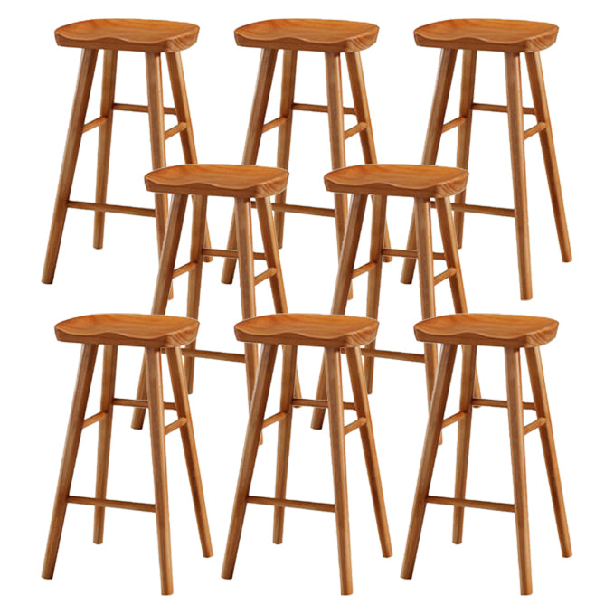 Restaurant Simple Wood Barstool Wood 4 Legs Bar Stool with Pedal Cherry Wood 8 Piece Set Bar Stool(30"H) Clearhalo 'Bar Furniture' 'Bar Stools' 'bar_stools' 'furn' 'furn_bar_stools' 'Furniture' 'Kitchen & Dining Furniture' 5130733