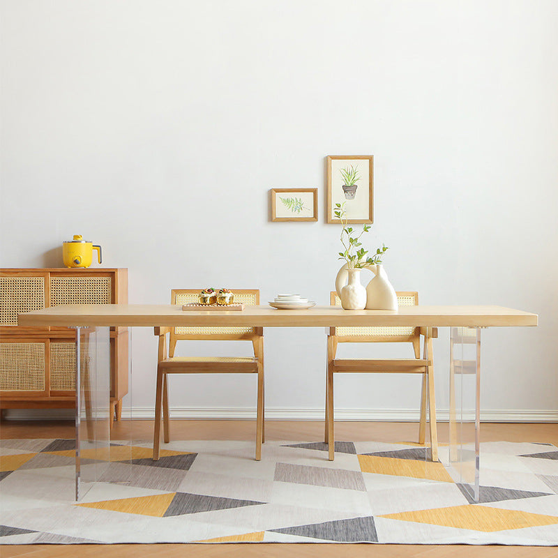 Modern Rectangular Dining Table Set 1/3/5 Pieces Solid Wood Dining Room Set