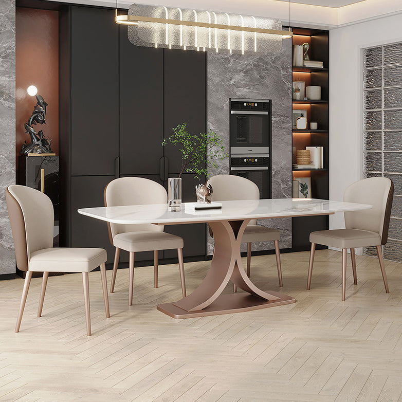 Modernes Esstisch-Set aus gesintertem Stein, 1/4/5/7-teilig, rechteckiges Esstisch-Set