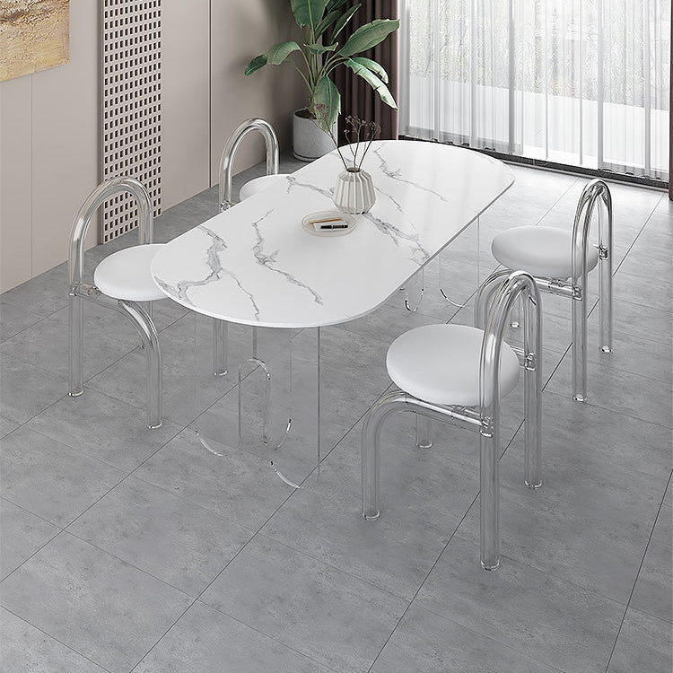 Designer Style Acrylic Dining Room Set 1/2/5 Pieces Rectangular Dining Set