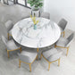Glam Style Stone Round Dining Table with Gold Base for Living Room 53.1"L x 53.1"W x 29.5"H Lazy Susan Without Chairs Clearhalo 'Dining Tables & Seating' 'Dining Tables' 'dining_table' 'furn' 'furn_dining_table' 'Furniture' 'Kitchen & Dining Furniture' 5131030