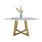 Glam Style Stone Round Dining Table with Gold Base for Living Room 70.9"L x 70.9"W x 29.5"H Lazy Susan Without Chairs Clearhalo 'Dining Tables & Seating' 'Dining Tables' 'dining_table' 'furn' 'furn_dining_table' 'Furniture' 'Kitchen & Dining Furniture' 5131031