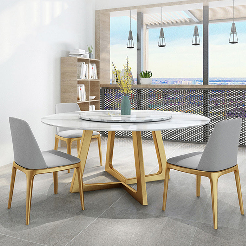 Glam Style Stone Round Dining Table with Gold Base for Living Room Clearhalo 'Dining Tables & Seating' 'Dining Tables' 'dining_table' 'furn' 'furn_dining_table' 'Furniture' 'Kitchen & Dining Furniture' 5131037