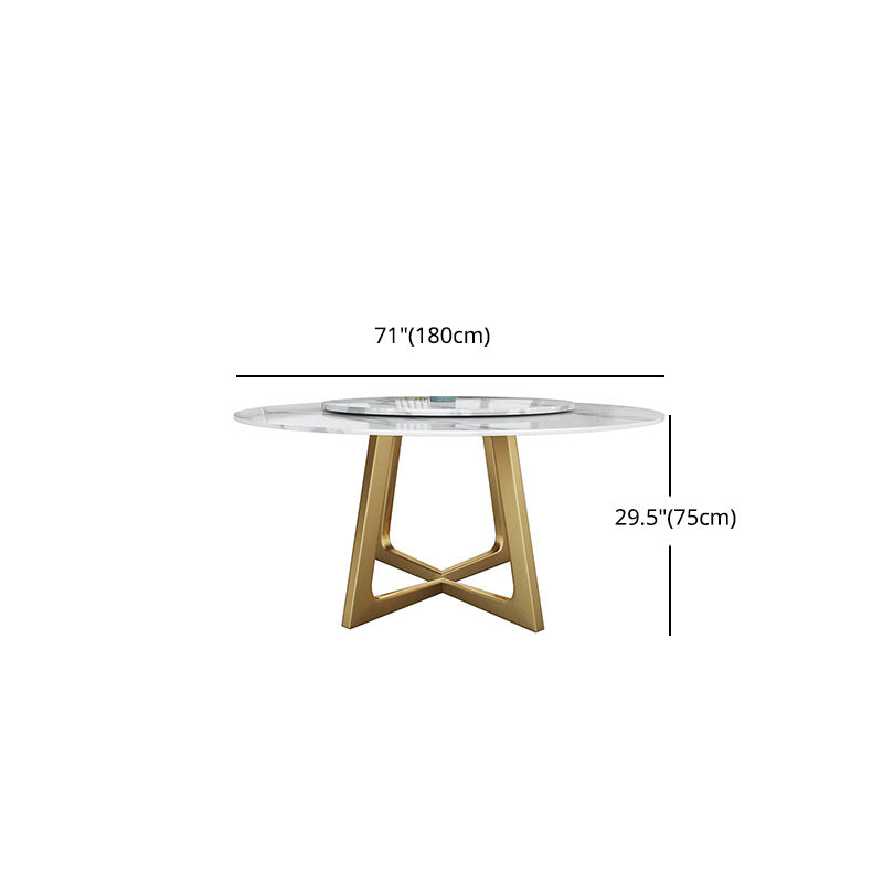 Glam Style Stone Round Dining Table with Gold Base for Living Room Clearhalo 'Dining Tables & Seating' 'Dining Tables' 'dining_table' 'furn' 'furn_dining_table' 'Furniture' 'Kitchen & Dining Furniture' 5131046