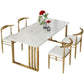 Glam Stone Dining Table Rectangle Iron Table with Double Pedestal Table