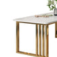 Glam Stone Dining Table Rectangle Iron Table with Double Pedestal Table