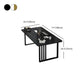 Glam Stone Dining Table Rectangle Iron Table with Double Pedestal Table