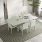Mesa de comedor de piedra blanca y acero, mesa de comedor informal con pedestal rectangular