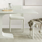 Mesa de comedor de piedra blanca y acero, mesa de comedor informal con pedestal rectangular