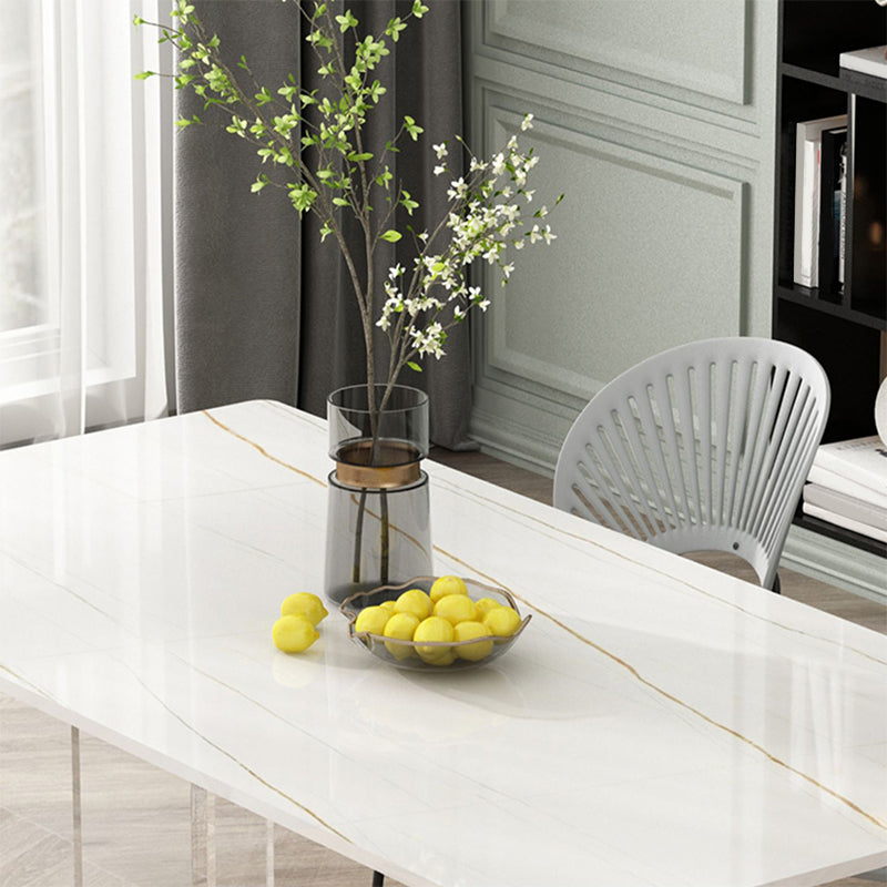 Mesa de comedor rectangular con piedra blanca mesa moderna