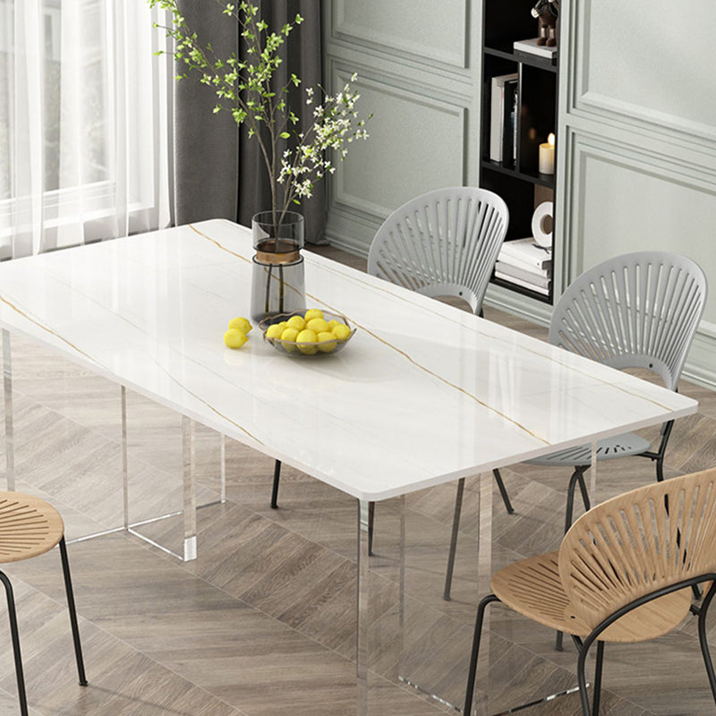 Mesa de comedor rectangular con piedra blanca mesa moderna