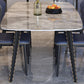 Mesa de comedor de estilo moderno Mesa rectangular de piedra sinterizada con base de metal