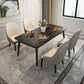 Rectangle Dining Table White and Black Stone Modern Dining Table