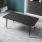 Rectangle Dining Table White and Black Stone Modern Dining Table