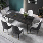 Rectangle Dining Table White and Black Stone Modern Dining Table
