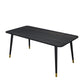 Rectangle Dining Table White and Black Stone Modern Dining Table