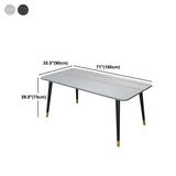 Rectangle Dining Table White and Black Stone Modern Dining Table