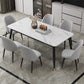 Rectangle Dining Table White and Gray Stone Modern Dining Table