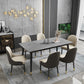 Rectangle Dining Table White and Gray Stone Modern Dining Table