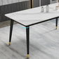 Rectangle Dining Table White and Gray Stone Modern Dining Table