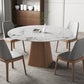 Mesa de comedor blanca de piedra moderna muebles redondos con base de pedestal de madera maciza
