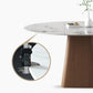 Mesa de comedor blanca de piedra moderna muebles redondos con base de pedestal de madera maciza