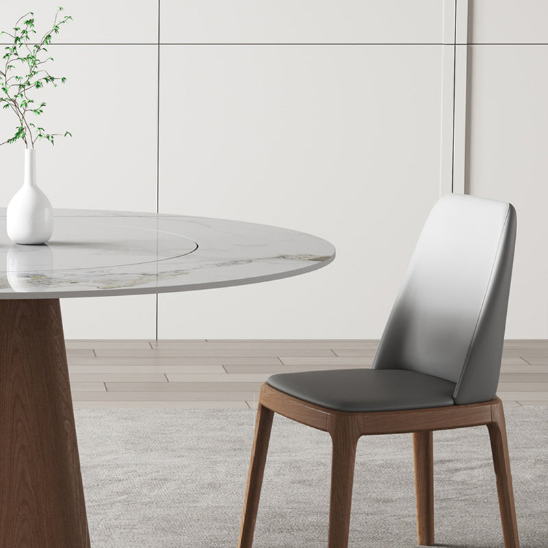 Mesa de comedor blanca de piedra moderna muebles redondos con base de pedestal de madera maciza