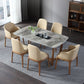 Modern Style Dining Table Sintered Stone Trestle Table with Wooden Base