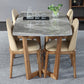 Modern Style Dining Table Sintered Stone Trestle Table with Wooden Base