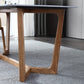 Modern Style Dining Table Sintered Stone Trestle Table with Wooden Base
