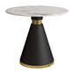 Mesa de comedor redonda contemporánea de metal mesa de piedra sinterizada con pedestal negro