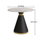 Mesa de comedor redonda contemporánea de metal mesa de piedra sinterizada con pedestal negro