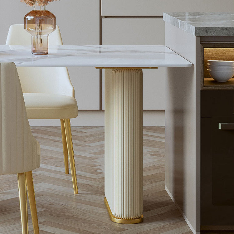 Stone Top Dining Table Modern Dining Table with Double Pedestal Base Clearhalo 'Dining Tables & Seating' 'Dining Tables' 'dining_table' 'furn' 'furn_dining_table' 'Furniture' 'Kitchen & Dining Furniture' 5131297