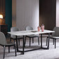 Rectangle Marble White Dining Table Industrial Trestle Base Table for Dining Room