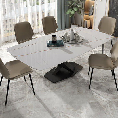 Muebles tradicionales de piedra rectangle de mesa de comedor de lujo con base de pedestal